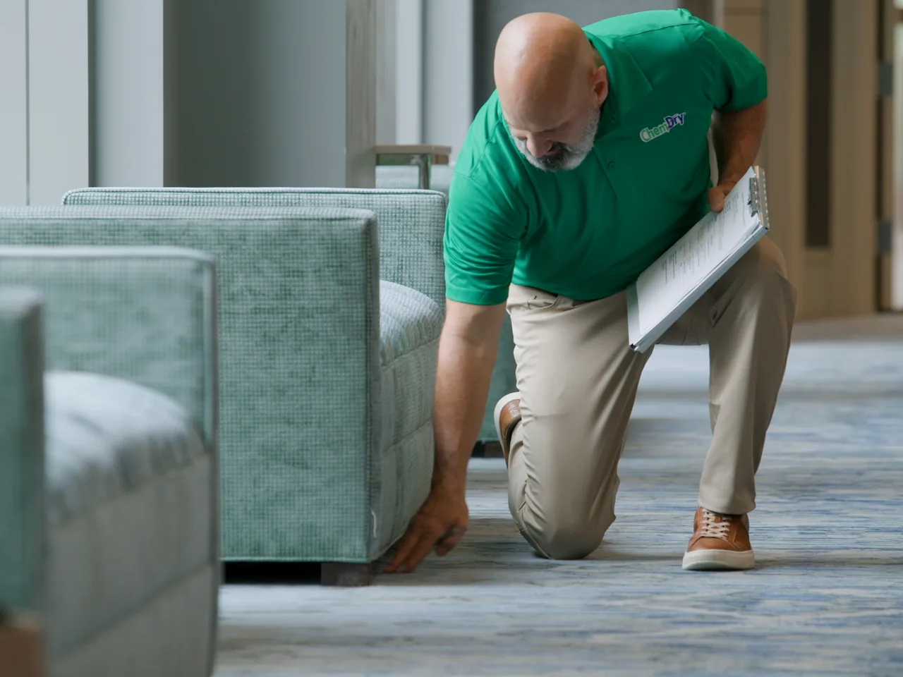 Freshly cleaned carpet in a bright, professional commercial office